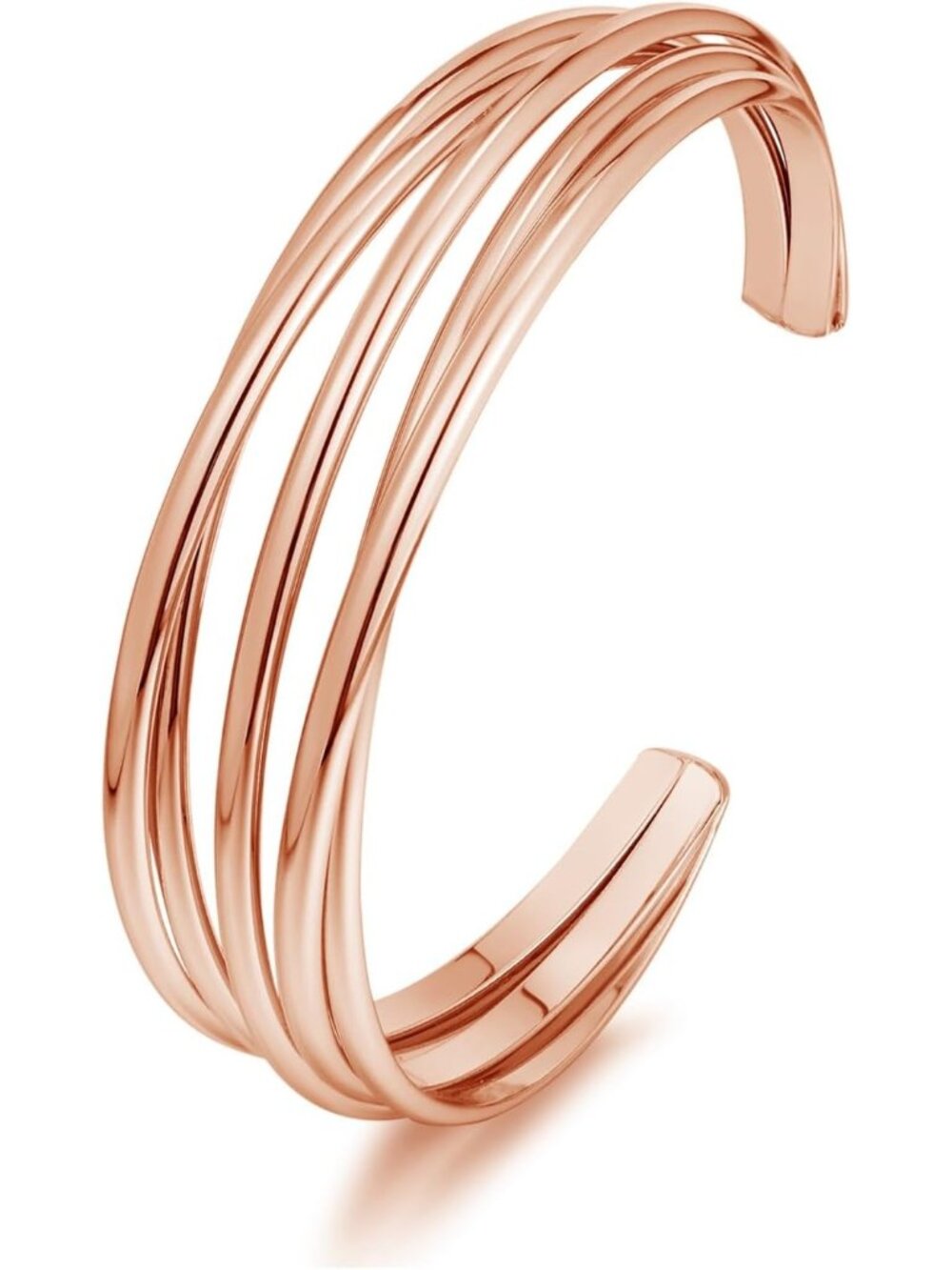 Women's Hollow Rose Gold Chunky Gold MultiLayer Wire Cuff Adjustable Bracelet